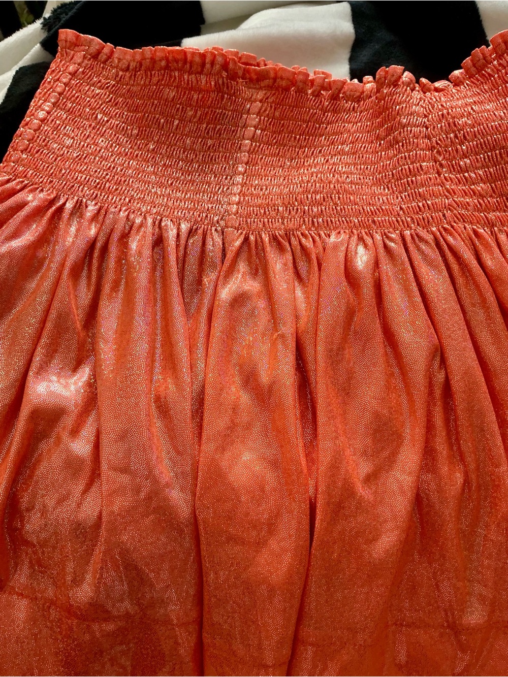 Queen of Sparkles Smocked High-Waist Orange Shimmer Women's Shorts - Picture 3 of 3